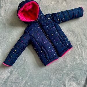 Navy and hot pink Star Print Falls Creek Puffer Jacket size 3T
